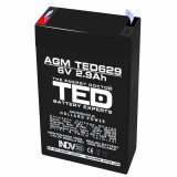 Acumulator 6V Stationar VRLA, Dimensiuni 65 x 33 x 105 mm, Baterie 6V 2.9Ah, TED Electric, Oem