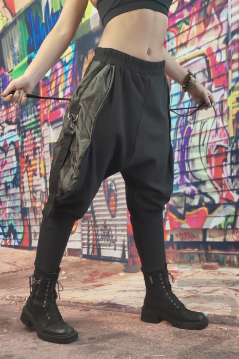 D855-1 Pantaloni casual model vagabond cu turul lasat