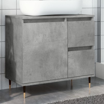 Gossi dulap de baie, gri beton, 65x33x60 cm, lemn prelucrat foto