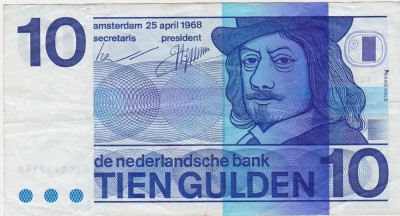 OLANDA 10 GULDENI 1968 VF foto