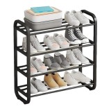 Suport Pantofi Metalic 4 Nivele, 58x60x23 cm, Negru - Raft Pantofi, Etajera Pantofi, Organizator Pantofi