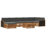 vidaXL Set de canapele de exterior cu pernă 8 pcs Natural și Antracit 3383645