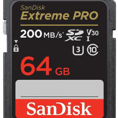 Card de memorie SanDisk Extreme Pro SDXC, 64GB, UHS-I U3, Clasa 10, V30