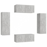 Cumpara ieftin Set de dulapuri TV, 4 piese, gri beton, lemn prelucrat