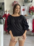 Bluza neagra cu maneca bufanta