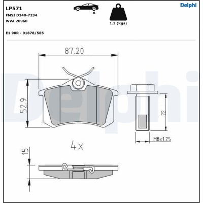 DELPHI LP571 set placute frana,frana disc foto