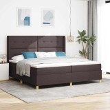 Cumpara ieftin Pat cu saltea cu arcuri Maro &icirc;nchis 200 x 200 cm țesătură