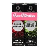 Set geluri SECRET PLAY Love Vibrations, unisex, pentru intensificarea orgasmului, cu efecte de răcire și &icirc;ncălzire, 2 x 15 ml