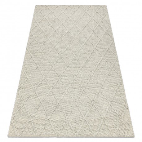 Covor din l&acirc;nă TAHAR 99001C bej - buclă ȚESUTĂ M&Acirc;NĂ, Romburi, boho, 200x290 cm