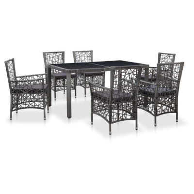 Set mobilier de exterior, 7 piese, gri, poliratan foto