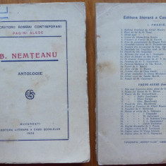 B. Nemteanu , Pagini Alese , Antologie , Poeme , 1926 , prima editie , 1