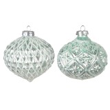 Cumpara ieftin Set 2 globuri brad Craciun sticla verde 10x10 cm