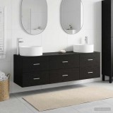 Cumpara ieftin Set dulap baie 3 buc. Negru 161,5 x 44,5 x 80 cm Lemn prelucrat