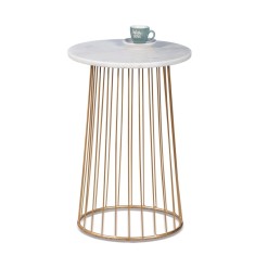 Masuta marmura alba fier auriu 40 x 59 cm