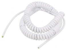 Cablu spiralat neecranat PUR alb 0,5m 2m
