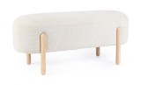 Cumpara ieftin Banca lemn natur textil crem Dayla 108x41.5x48 cm