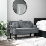 Cumpara ieftin Banchetă cu perne, gri &icirc;nchis, 120,5x65x75 cm, catifea
