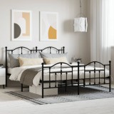 VidaXL Cadru pat fără saltea, tăblie de picioare negru 180x200cm metal