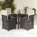 vidaXL Set mobilier de grădină cu perne, 5 piese, negru, poliratan 3212195