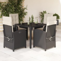 vidaXL Set mobilier de gradina cu perne, 5 piese, negru, poliratan foto