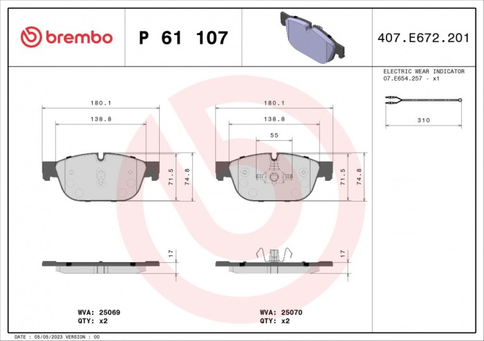 BREMBO P 61 107 PRIME LINE set placute frana,frana disc