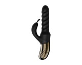 Vibrator Swirl Rabbit, 5 Moduri de Impingere si Rasucire, 8 Moduri Vibratii, Silicon, USB, Negru, 25.7 cm, Passion Labs