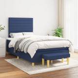 Cumpara ieftin Pat box spring cu saltea, albastru, 120x200 cm, textil
