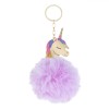 Breloc Unicorn, Pompon Lila, Coamă Multicoloră, 10cm, Oem