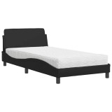Cumpara ieftin Pat cu saltea, Dover, negru, 100x200 cm, piele ecologica