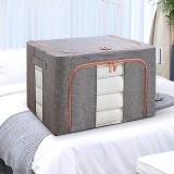 Cutie de depozitare pliabila, Cu fermoar, 100 L, Textil, 60x42x40 cm, Cadru Metalic, Suport Baza din Plastic, Gri