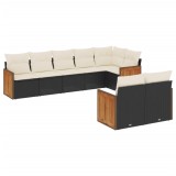 Cumpara ieftin Set mobilier de gradina cu perne, 8 piese, negru, poliratan