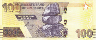 Bancnota Zimbabwe 100 Dolari 2020 (2022) - PNew UNC foto