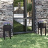 vidaXL Jardiniere de grădină 2 buc. negru 31x31x70 cm lemn masiv pin 810788