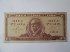 Rara! Cuba 10 Pesos 1961 semnatura Ernesto Che Guevara-Maximo Gomez/Fidel Castro foto