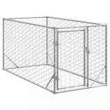 VidaXL Canisa de exterior pentru caini cu usa 2x1x1 m otel galvanizat