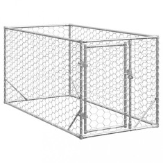 vidaXL Canisa de exterior pentru caini cu usa 2x1x1 m otel galvanizat foto