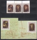 Centrafricana 1983 - Picturi de Rembrandt, Serie NDT + 2 Colite NDT, RARE, MNH