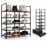 Pantofar Modular Ruhhy, 10 Module, Metalic, Negru, 176 cm Inaltime