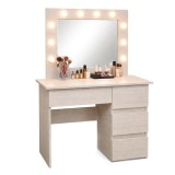 Masa de toaleta/machiaj, Irina, zebrano, cu oglinda si LED-uri, 94x43x141 cm