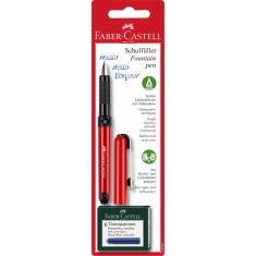 Stilou cu Penita Iridium Tip A Faber-Castell Scholar Vario, Culoare Corp Rosu, 6 Cartuse Cerneala, Grip Cauciucat, Stilou Faber-Castell, Stilou Scolar foto