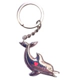 Cumpara ieftin Breloc metalic cu delfin si mesaj I Love RO, argintiu, din otel inoxidabil