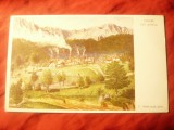 Ilustrata Vedere din Azuga 1935 dupa pictura lui F.Hillebrand ,color ,necirc.