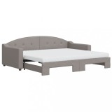 Cumpara ieftin Pat de zi cu extensie si saltele, gri taupe, 90x200 cm, textil