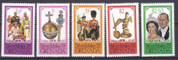 DB1 QE II Jubileul de Argint 1977 Grenada 5 v. MNH