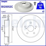Set disc frana Toyota Corolla Estate ( E21) 02.19-, Corolla Liftback ( E21 Ea1 Eh1) 10.18-, Corolla Sedan ( E21) 01.19-, Spate, 274X10mm, plin, DELPH