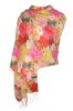 Esarfa Dama Casmir Dacali Roz Bujor Galben 185x75cm Sal Elegant Multicolor