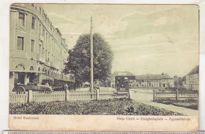 bnk cp Sibiu - Hotel Boulevard - Piata Unirii - uzata 1929 foto