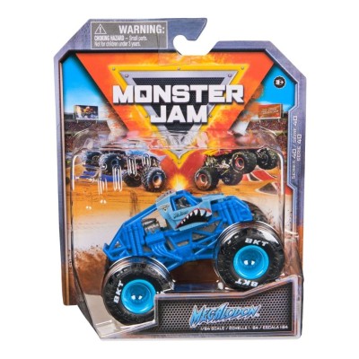 MONSTER JAM MASINUTA METALICA MEGALODON ALBASTRU SCARA 1 LA 64 foto