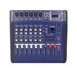 Mixer audio profesional cu amplificare, putere 2x250 W, 6 canale, 16 efecte,