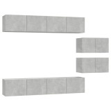 Cumpara ieftin Set dulap TV, 6 piese, gri beton, lemn prelucrat